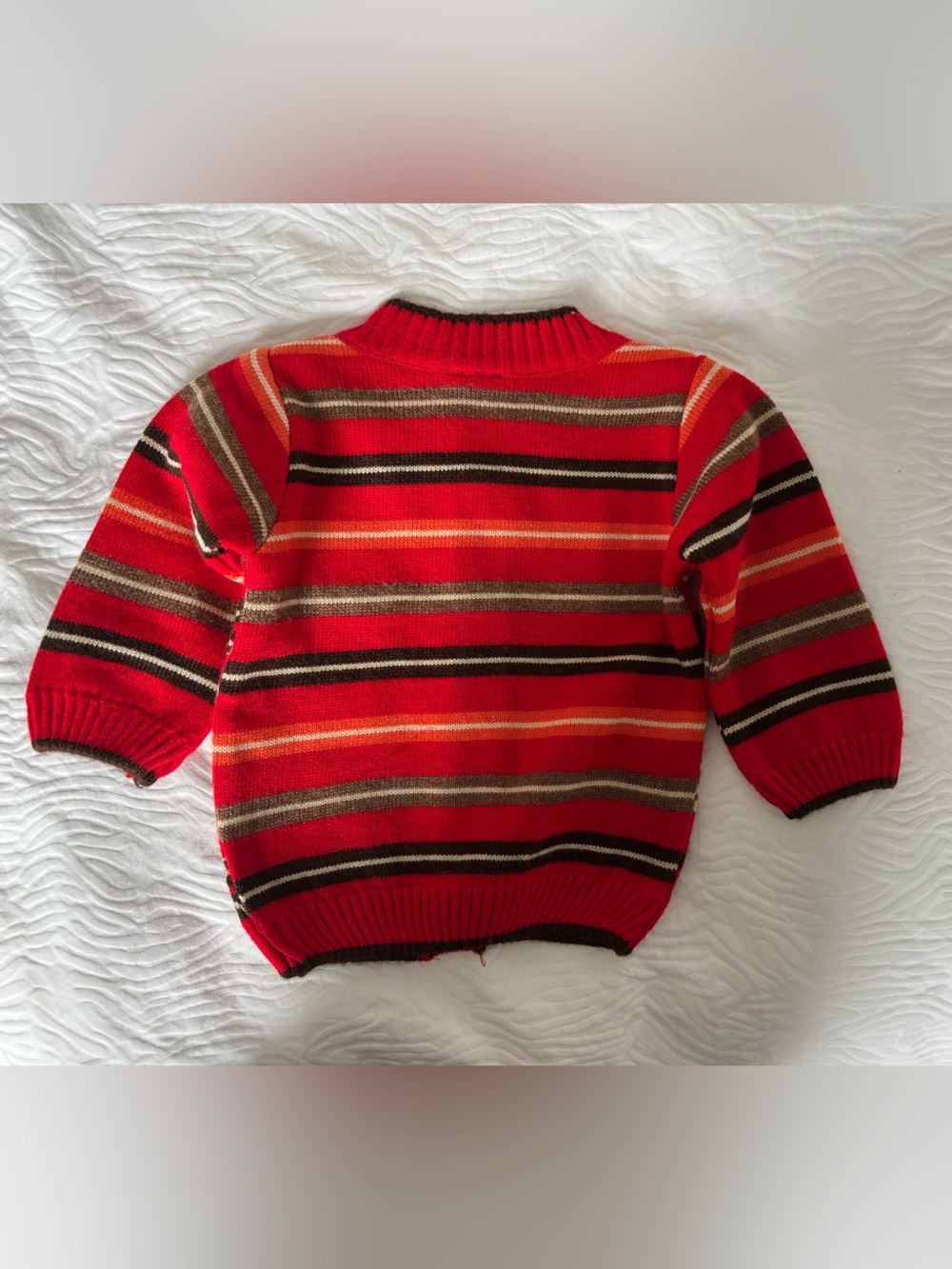 Red Patterned Button-Front Sweater - Picture 2 of 5